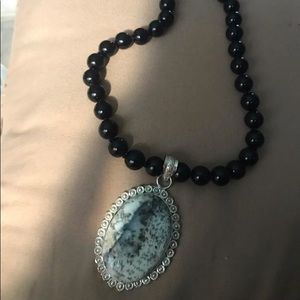 Onyx Back Stones with Dalmatian Pendent